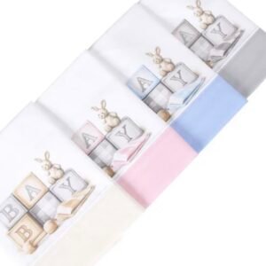 Jogo Lençóis Cama Bebé Estampado Algodão Cubos