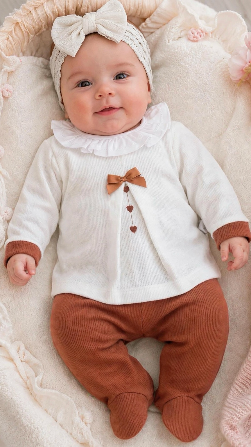 Conjunto de Bebé em Malha – Rosa ou Telha - Image 2